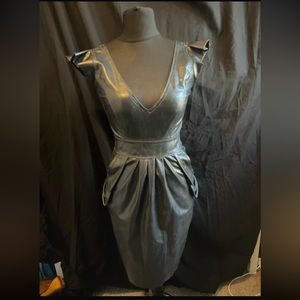 UK Designer Kristina Kitsis Ectomorph Latex Gummi Rubber Couture Dress Black